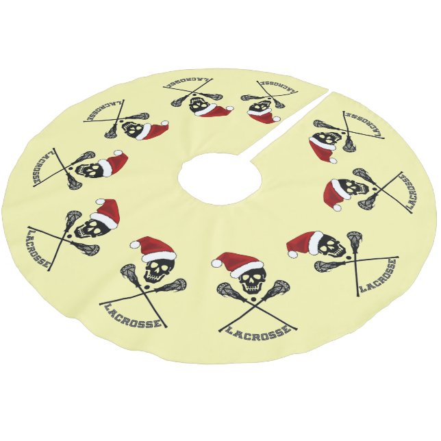 Lacrosse Sticks Weihnachten Polyester Weihnachtsbaumdecke (Schrägansicht)