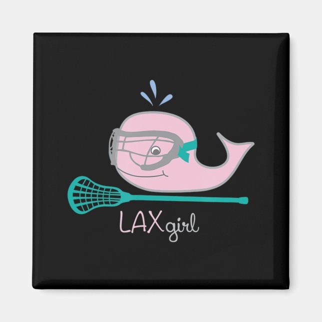 Lacrosse T-Shirts für Mädchen Rosa Whalemaske Magnet (Vorne)