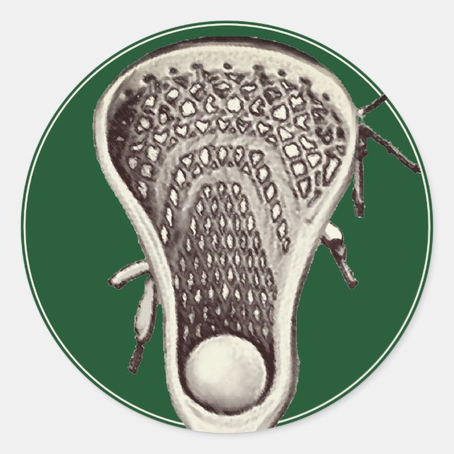 Lacrosse Team Green Classic Round Sticker (Vorderseite)