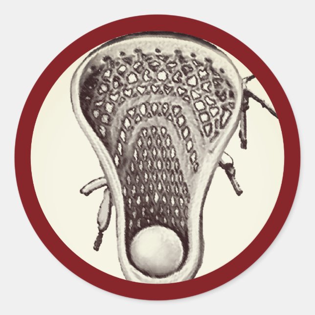 Lacrosse Team Maroon Classic Round Sticker (Vorderseite)