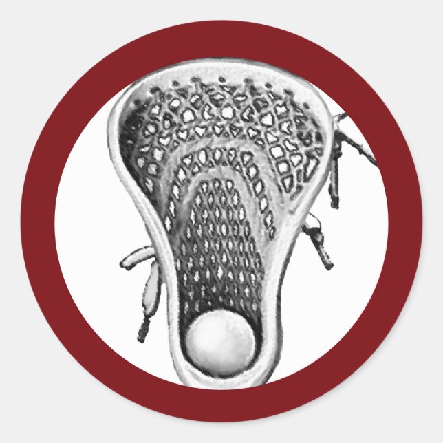 Lacrosse Team Maroon Classic Round Sticker (Vorderseite)