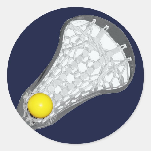 Lacrosse Team Navy Blue Classic Round Sticker (Vorderseite)
