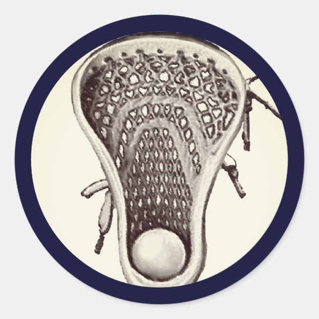 Lacrosse Team Navy-Blue Classic Round Sticker (Vorderseite)