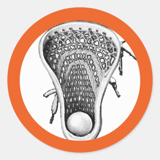 Lacrosse Team Orange Classic Round Sticker (Vorderseite)