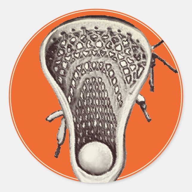 Lacrosse Team Orange Classic Round Sticker (Vorderseite)