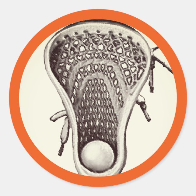 Lacrosse Team Orange Classic Round Sticker (Vorderseite)