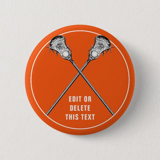 Lacrosse Team Orange Gastgeschenke Button (Vorderseite)