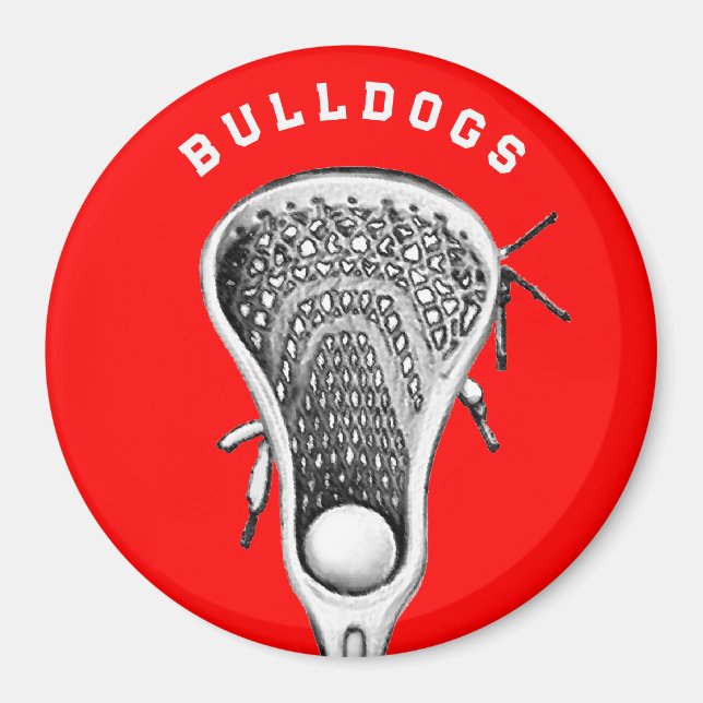 Lacrosse-Team Rot Sportgeschenk Magnet (Vorne)