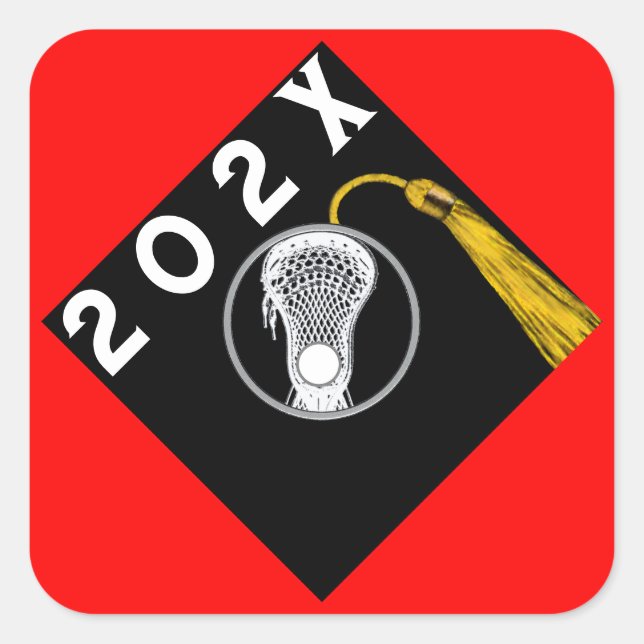 Lacrosse Team Senior Night Red Square Sticker (Vorderseite)