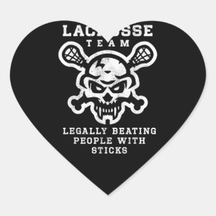 Lacrosse Team Skull Legale Beating-Geschenk Herz-Aufkleber