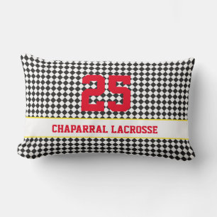 Lacrosse Team Sports Player NUMMER Checkerboard Lendenkissen