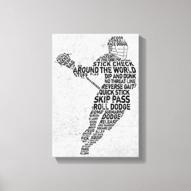 Lacrosse Typografie Design Leinwanddruck (Vorderseite)