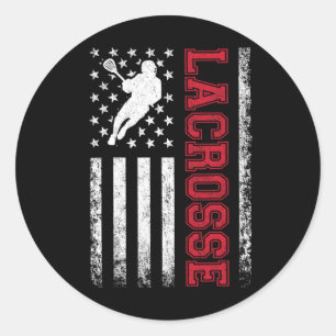 Lacrosse US-Flagge Lax Shirt Männer Frauen Mädchen Runder Aufkleber