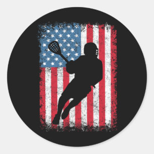 Lacrosse US-Flagge Lax Shirt Männer Frauen Mädchen Runder Aufkleber