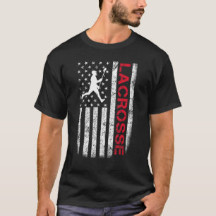 Lacrosse US-Flagge Männer Frauen Mädchen T-Shirt
