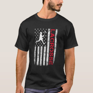 Lacrosse US-Flagge Männer Frauen Mädchen T-Shirt