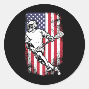 Lacrosse US-Flagge Runder Aufkleber