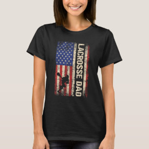 Lacrosse Vater American US Flag Vintag Pater Papa T-Shirt