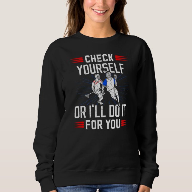 Lacrosse Vater Men Boys Karo selber spielen oder i Sweatshirt (Vorderseite)
