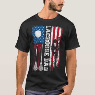 Lacrosse Vater Sport störte amerikanische Flagge 4 T-Shirt