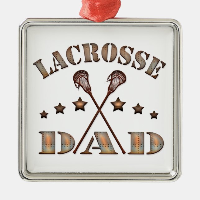 Lacrosse Vater Steampunk Style Silbernes Ornament (Vorne)