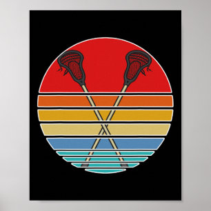 Lacrosse Vintage Retro Lacrosse-Schläger Sonnenunt Poster