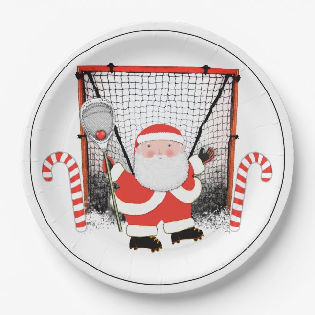Lacrosse Weihnachtsfeier Pappteller (Vorderseite)