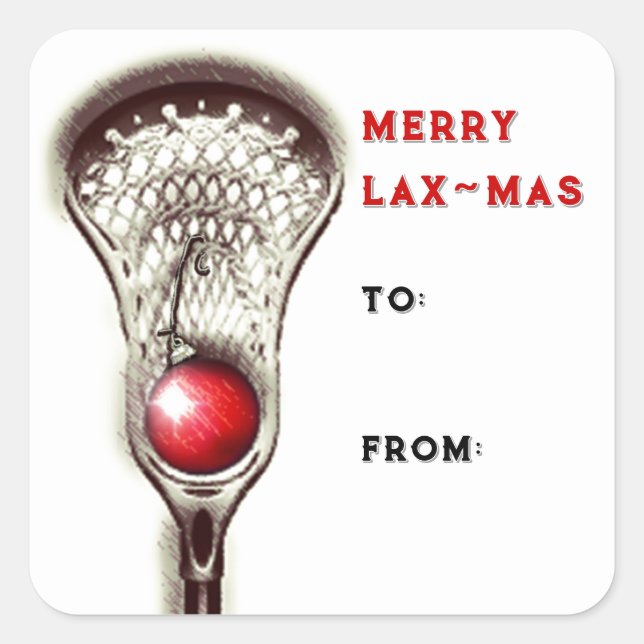 Lacrosse Weihnachtsgeschenk-Tags Quadratischer Aufkleber (Vorderseite)