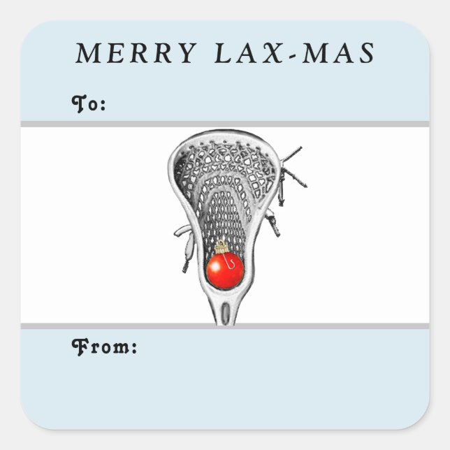 Lacrosse Weihnachtsgeschenk-Tags Quadratischer Aufkleber (Vorderseite)