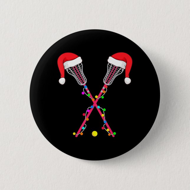 Lacrosse Weihnachtsmannmütze Weihnachtsbeleuchtung Button (Vorderseite)