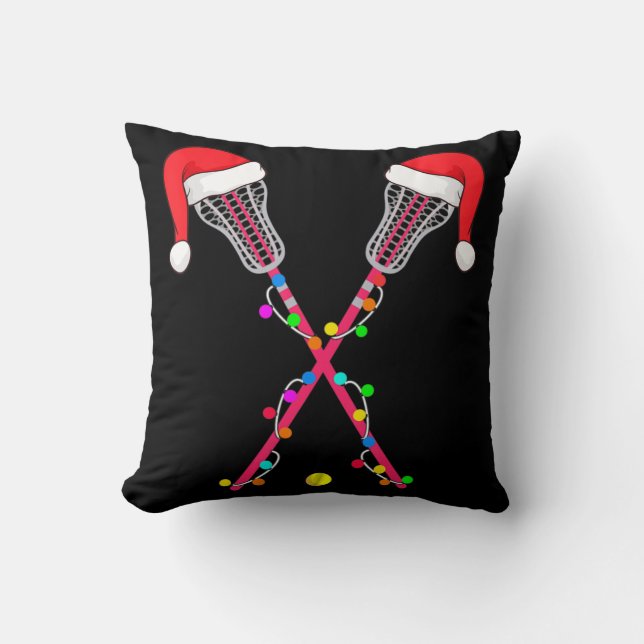 Lacrosse Weihnachtsmannmütze Weihnachtsbeleuchtung Kissen (Vorderseite)