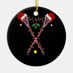 Lacrosse Weihnachtsmannmütze Weihnachtslichter Sp Keramik Ornament