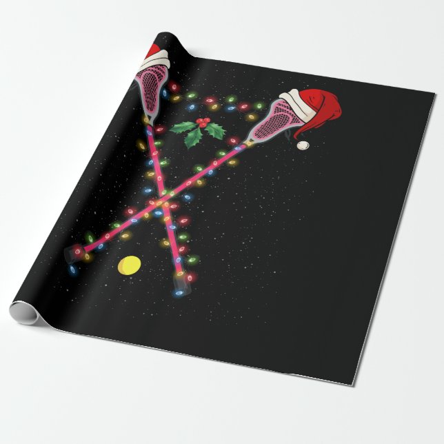 Lacrosse Weihnachtsmannmütze Weihnachtslichter Spo Geschenkpapier (Ungerollt)