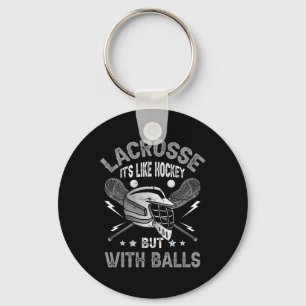 Lacrosse wie Hockey, aber mit Ball Player Team Tra Schlüsselanhänger