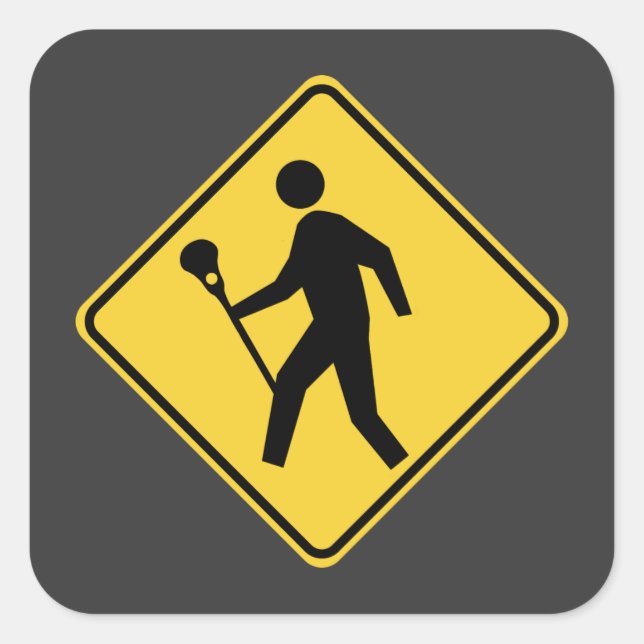 Lacrossing Quadratischer Aufkleber (Vorderseite)