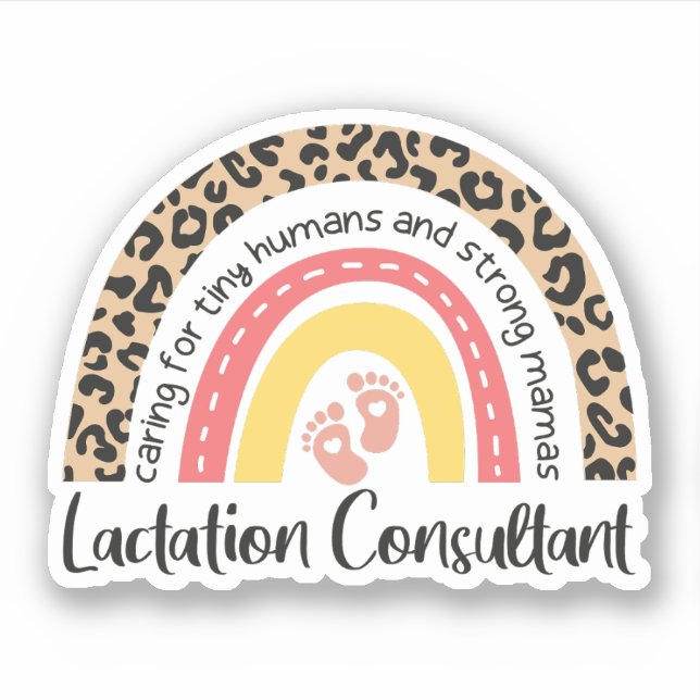 Lactation Consultant Leopard Rainbow Breastfeeding Aufkleber (Vorderseite)