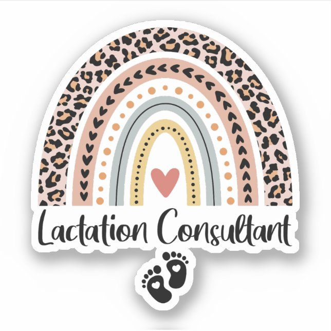 Lactation Consultant Leopard Rainbow Breastfeeding Aufkleber (Vorderseite)