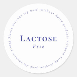 Lactose-Free Request Sticker, White - Navy Runder Aufkleber