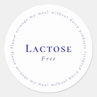 Lactose-Free Request Sticker, White - Navy Runder Aufkleber