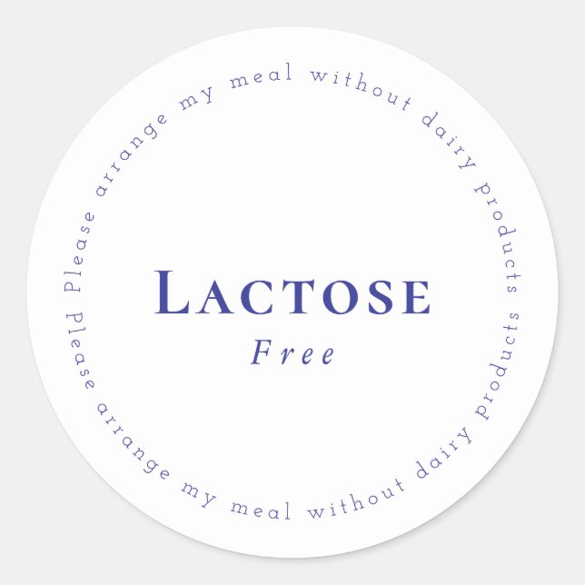 Lactose-Free Request Sticker, White - Navy Runder Aufkleber (Vorderseite)