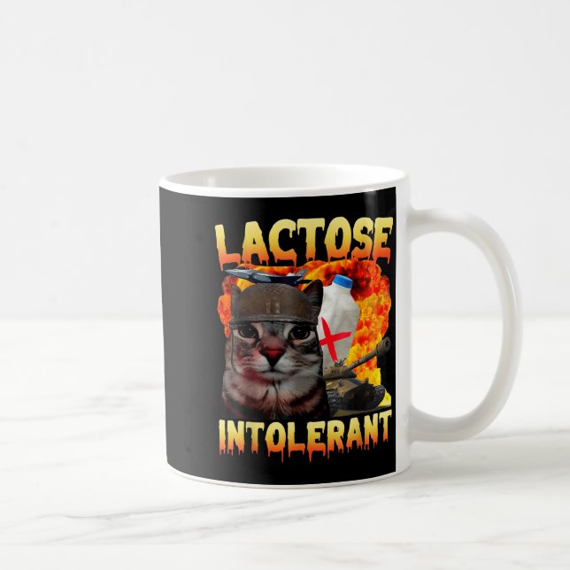 Lactose Intolerant Silly Cat Meme Funny Saying Cat Kaffeetasse (Rechts)