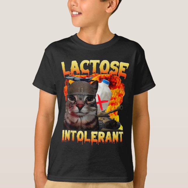 Lactose Intolerant Silly Cat Meme Funny Saying Cat T-Shirt (Vorderseite)