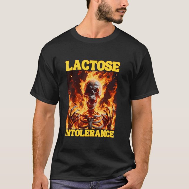 Lactose Intoleranz Funny Cringe Hard Skeleton Meme T-Shirt (Vorderseite)