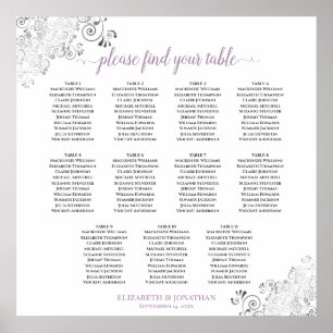 Lacy 11 Table Wedding Seating Chart Lavendel Weiß Poster