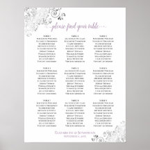 Lacy 9 Table Wedding Chart White Lavender