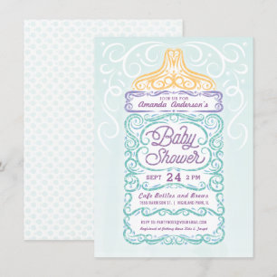 Lacy Baby Bottle Gender Neutral Dusche Einladung