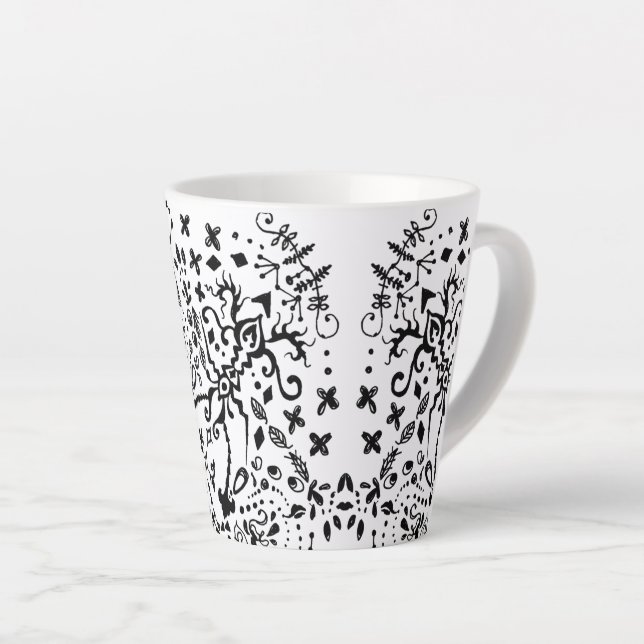 Lacy Black Doodle Latte-Tasse Milchtasse (Rechte Ecke)