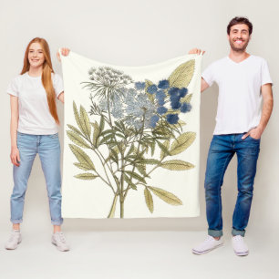 Lacy Blätter - Blumen und Grün Fleecedecke