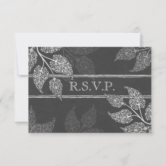 Lacy-Blätter Hochzeitsstift RSVP-Karte RSVP Karte (Vorderseite)