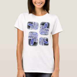 lacy Blätter in blauem u. weißem t T-Shirt